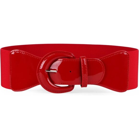 Women Wide Elastic Belt Vintage Chunky Buckle Retro Dress Accessory main image 6